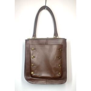 Brooks Brother’s Calfskin Double Zip Cognac Brown Top Handle Large Leather Tote